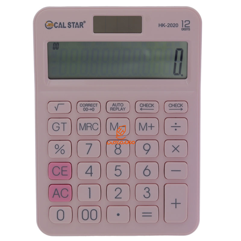 ماشین حساب رومیزی 12 رقم صورتی HK2020 کال استار CAL STAR