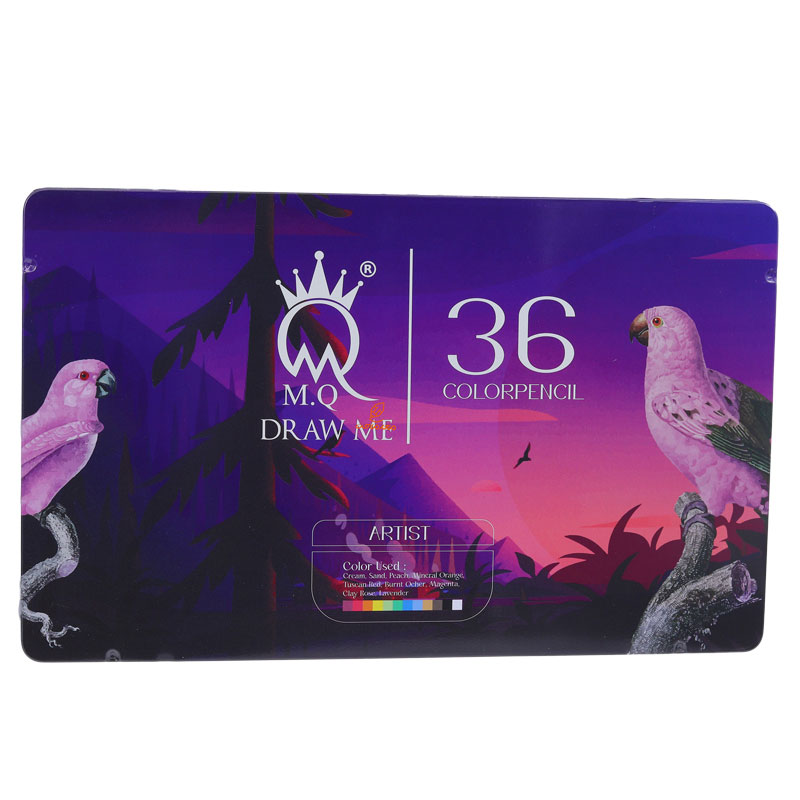 مداد رنگی 36 رنگ آرتیست جعبه فلزی طرح گنجشک ام کیو MQ