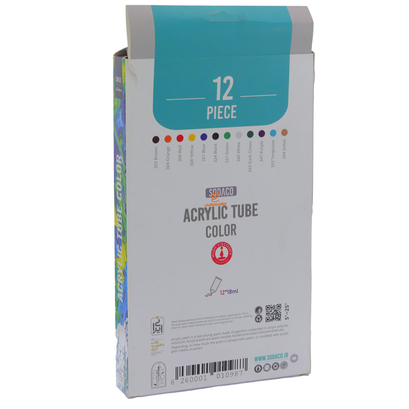 اکریلیک 12 رنگ ساده 18 میل سوداکو SODACO (3)