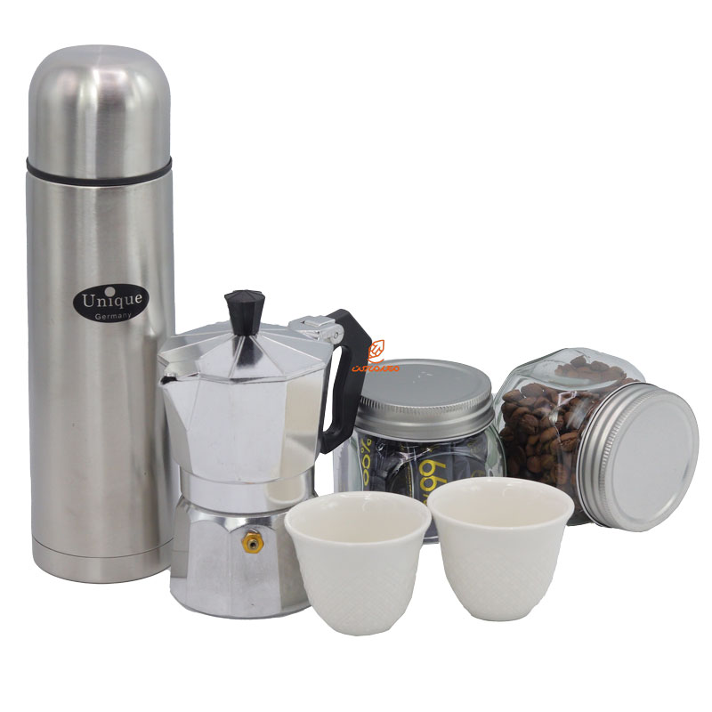 ست مدیران آرامش 1003(فلاسک+قهوه جوش+شکلات تلخ+قهوه+کاپ قهوه) نادری (4)