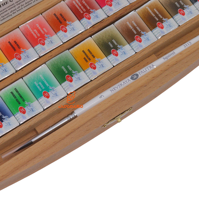 آبرنگ 24 رنگ جعبه چوبی سن پترزبورگ (1)