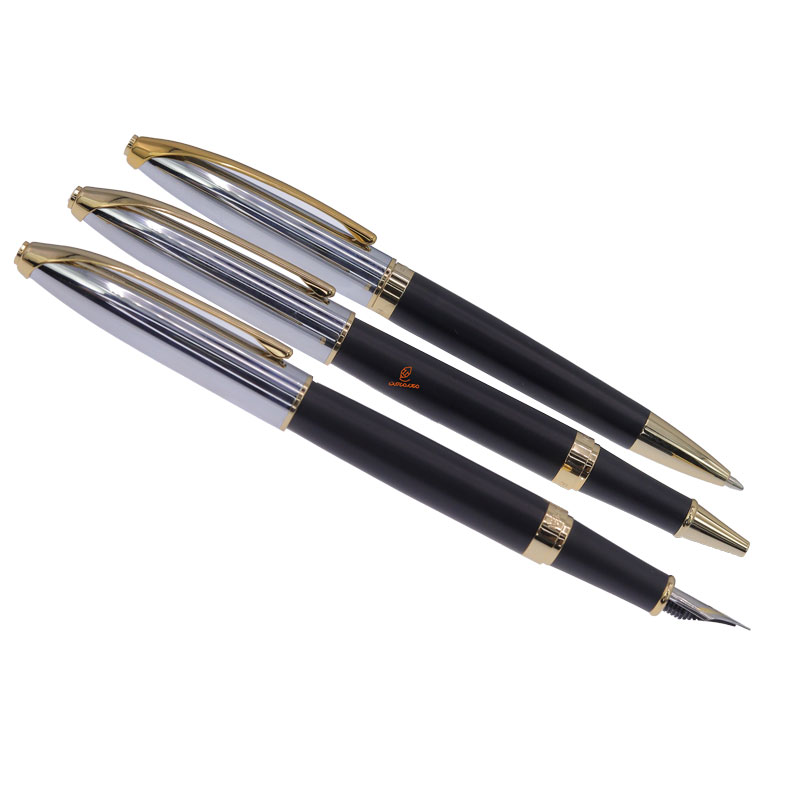 ست خودکار، خودنویس و روان نویس نیمه لاکی طلایی یوروپن مدل RING (7)