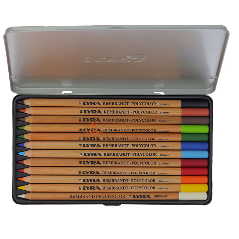 مداد رنگی 12 رنگ جعبه فلزی مدل POLYCOLOR PENCILS لیرا LYRA (6)