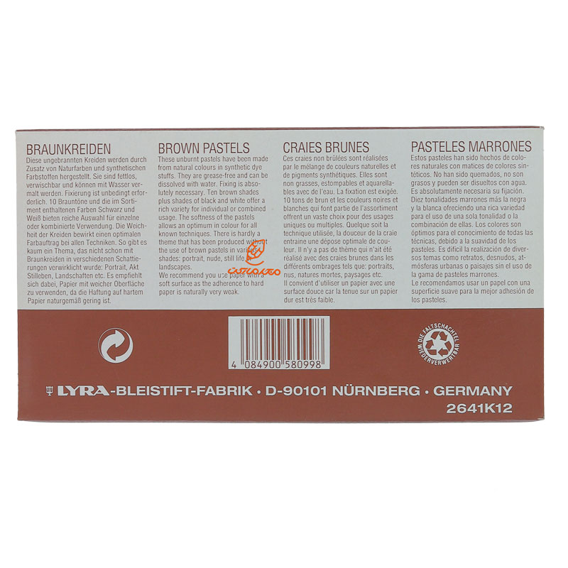 پاستل گچی 12 رنگ سری قهوه ای مدل POLYCRAYONS لیرا LYRA (3)