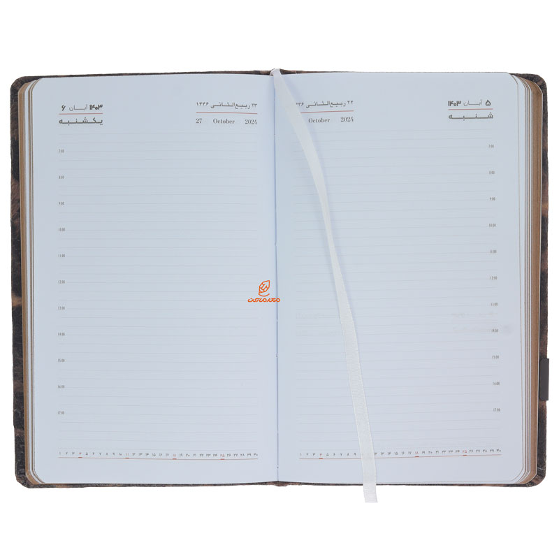 سالنامه (سررسید) 1403 اروپایی بولونیا مخملی جلد پلنگی عرش (1)