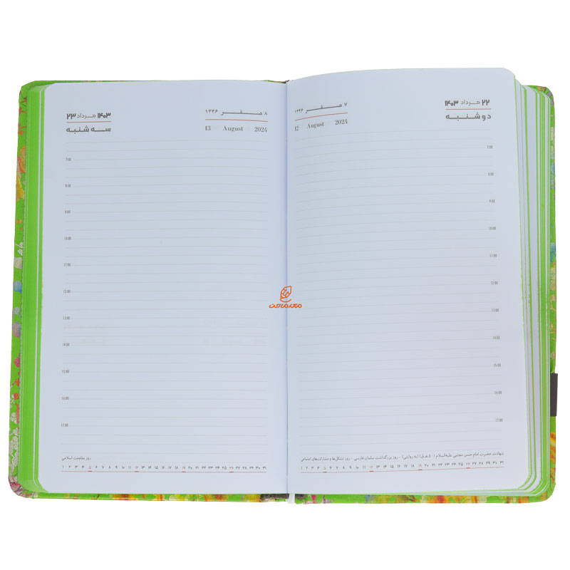 سالنامه (سررسید) 1403 اروپایی مخملی جلد سبز عرش (1)