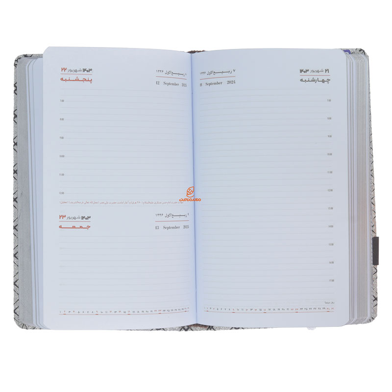 سالنامه (سررسید) 1403 اروپایی جلد براق طوسی عرش (2)