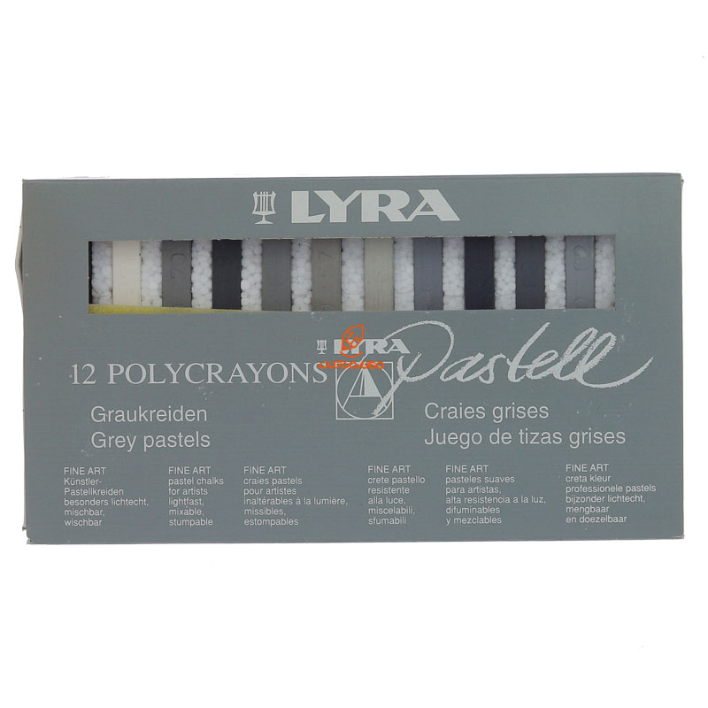پاستل گچی 12 رنگ سری سفید و مشکی مدل POLYCRAYONS لیرا LYRA