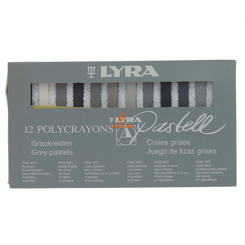 پاستل گچی 12 رنگ سری سفید و مشکی مدل POLYCRAYONS لیرا LYRA (2)