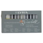 پاستل گچی 12 رنگ سری سفید و مشکی مدل POLYCRAYONS لیرا LYRA (2)