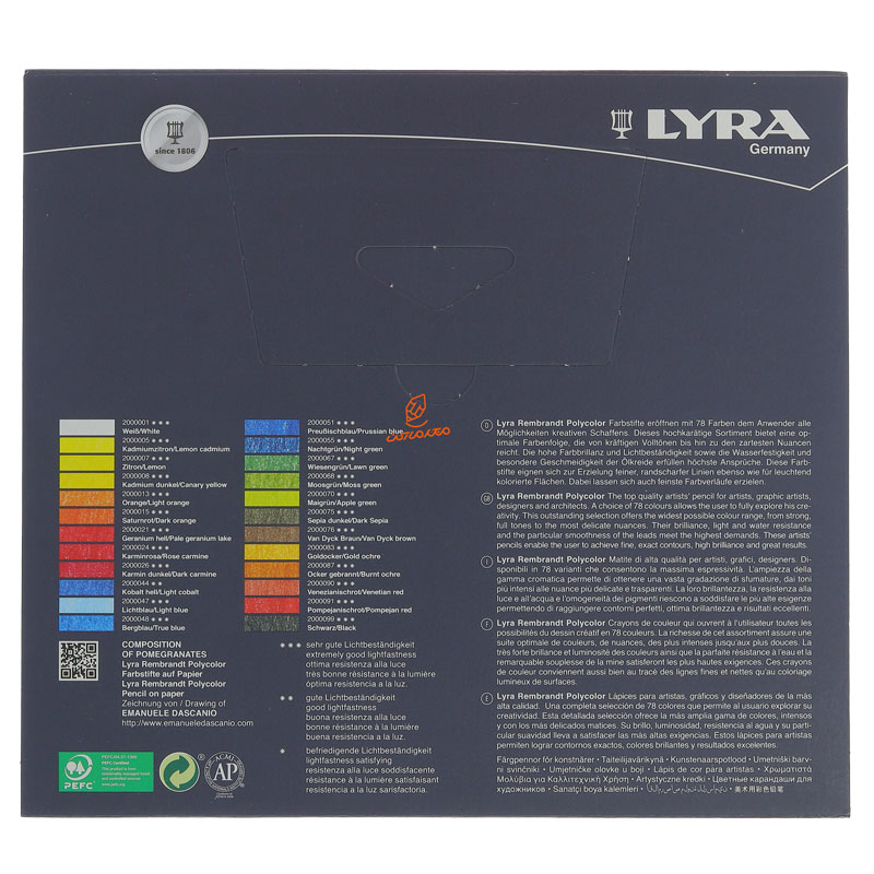 مداد رنگی 24 رنگ جعبه فلزی مدل POLYCOLOR PENCILS لیرا LYRA (3)