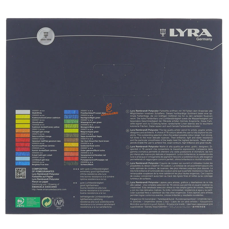 مداد رنگی 24 رنگ جعبه فلزی مدل POLYCOLOR PENCILS لیرا LYRA (3)