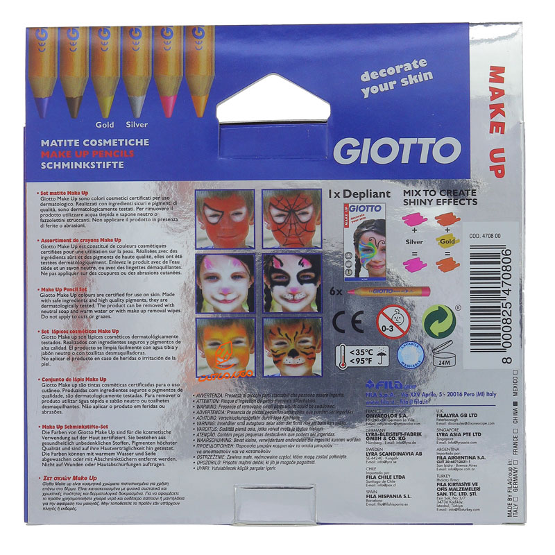 مداد گریم 6 رنگ مدل براق 470800 جیوتو GIOTTO (3)