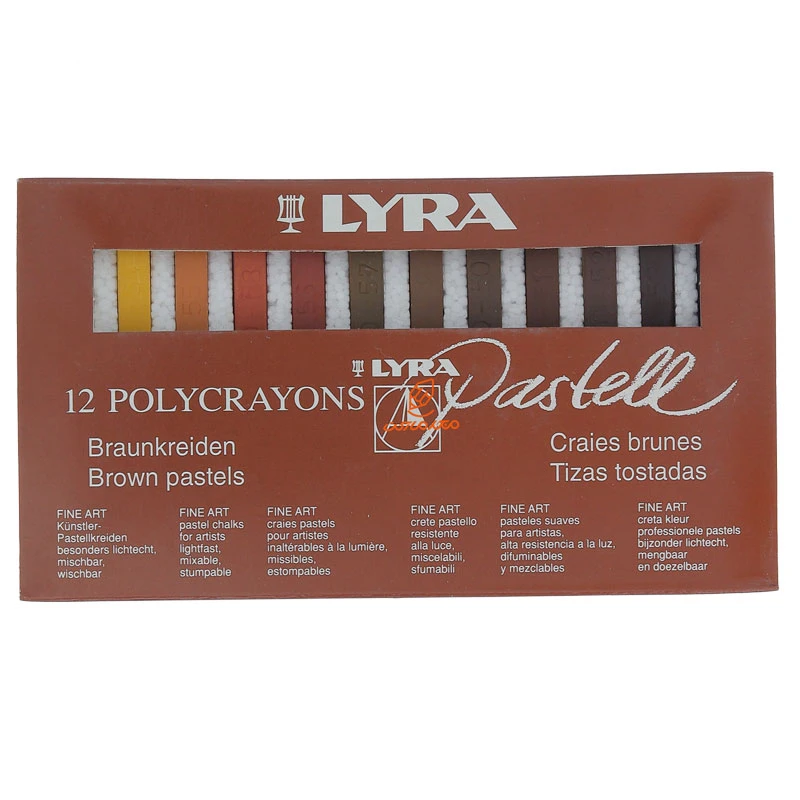 پاستل گچی 12 رنگ سری قهوه ای مدل POLYCRAYONS لیرا LYRA (2)