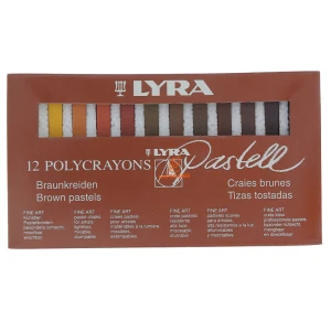 پاستل گچی 12 رنگ سری قهوه ای مدل POLYCRAYONS لیرا LYRA