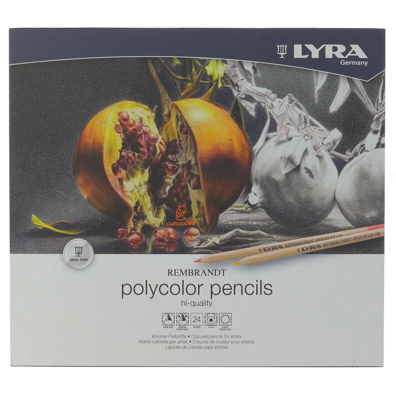 مداد رنگی 24 رنگ جعبه فلزی مدل POLYCOLOR PENCILS لیرا LYRA (2)