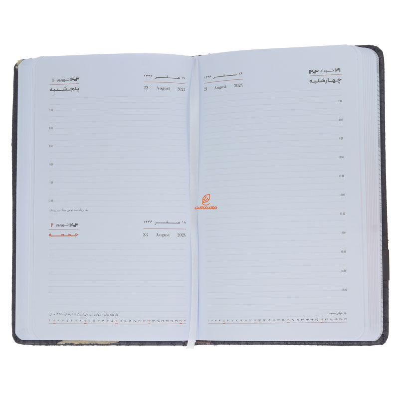 سالنامه (سررسید) 1403 اروپایی کرال جلد مشکی عرش (3)