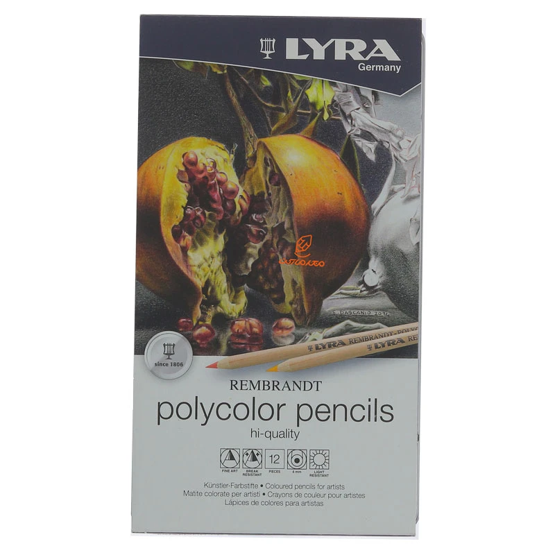 مداد رنگی 12 رنگ جعبه فلزی مدل POLYCOLOR PENCILS لیرا LYRA (2)