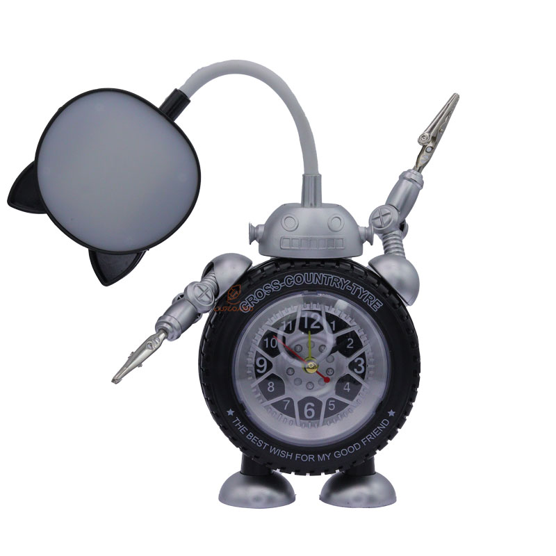 چراغ مطالعه+ساعت رومیزی فانتزی 1051 آدم آهنی