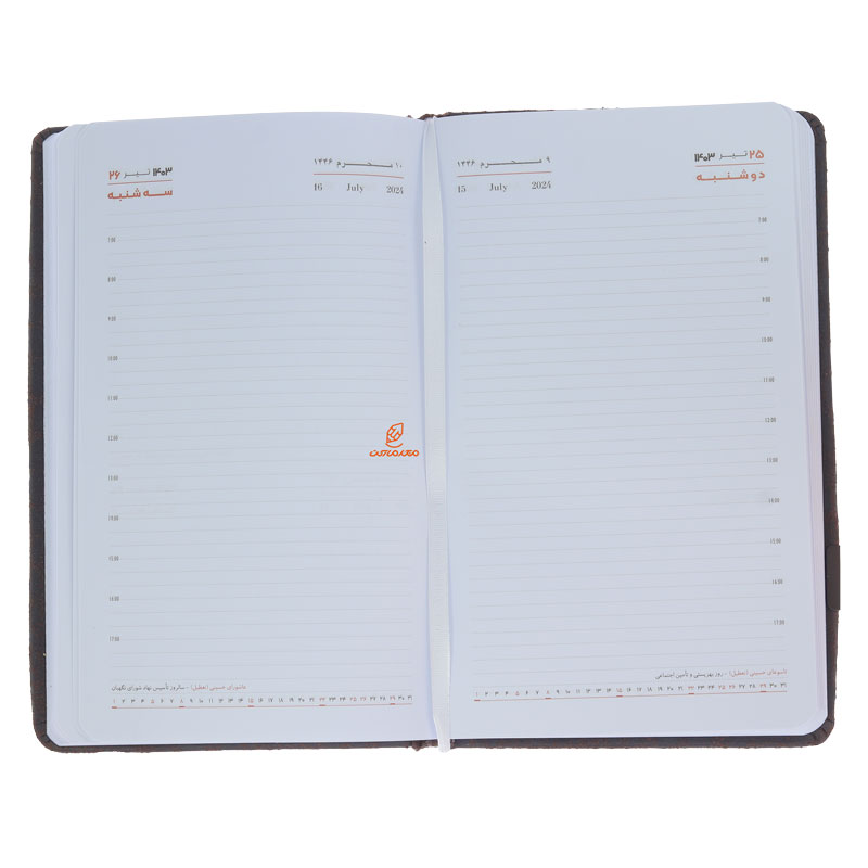 سالنامه (سررسید) 1403 اروپایی کرال جلد قهوه ای عرش (1)