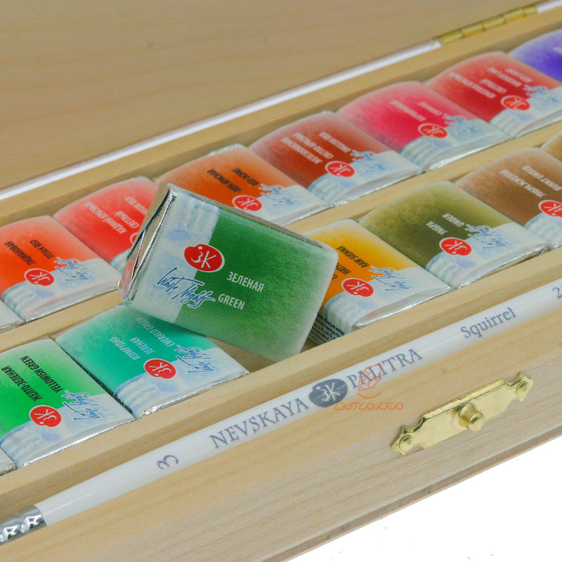 آبرنگ آرتیست 24 رنگ جعبه چوبی سن پترزبورگ (7)