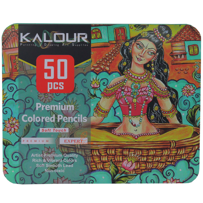 مدادرنگی 50 رنگ جعبه فلزی کالور KALOUR