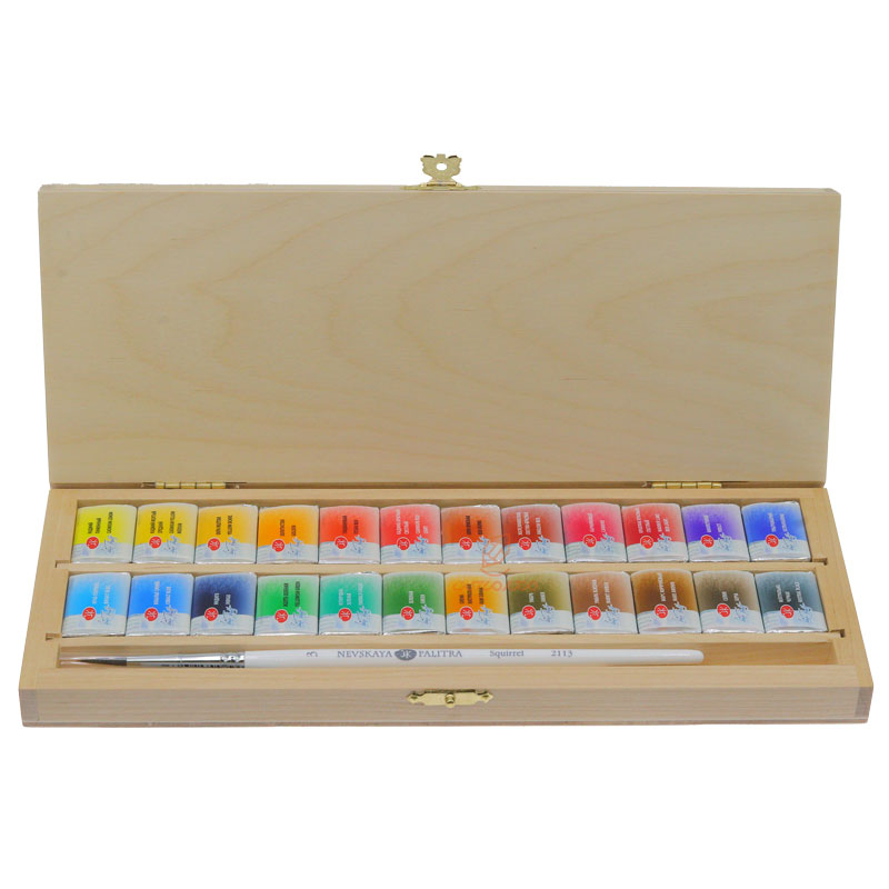 آبرنگ آرتیست 24 رنگ جعبه چوبی سن پترزبورگ (1)