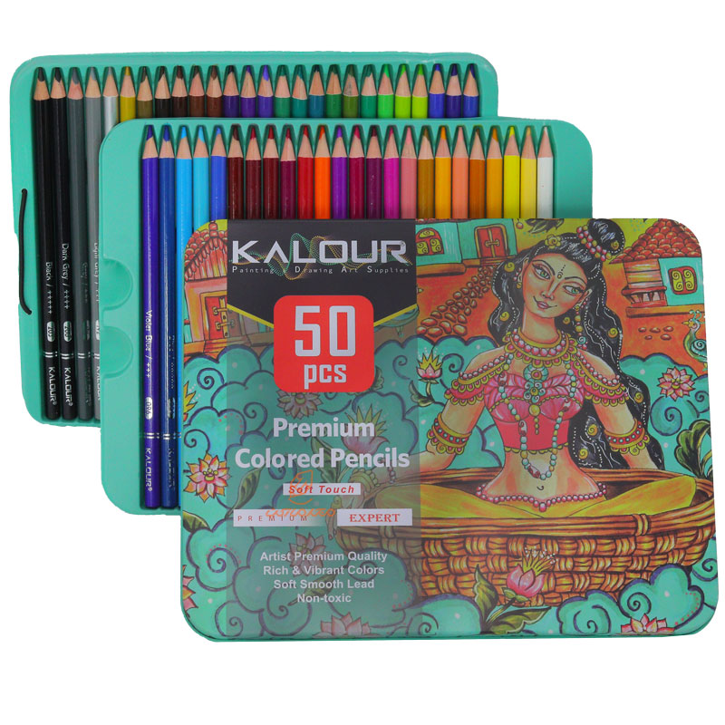 مدادرنگی 50 رنگ جعبه فلزی کالور KALOUR (6)