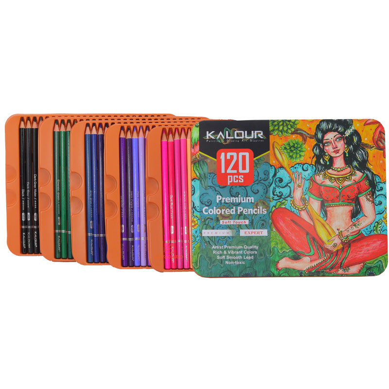 مدادرنگی 120 رنگ جعبه فلزی کالور KALOUR (11)