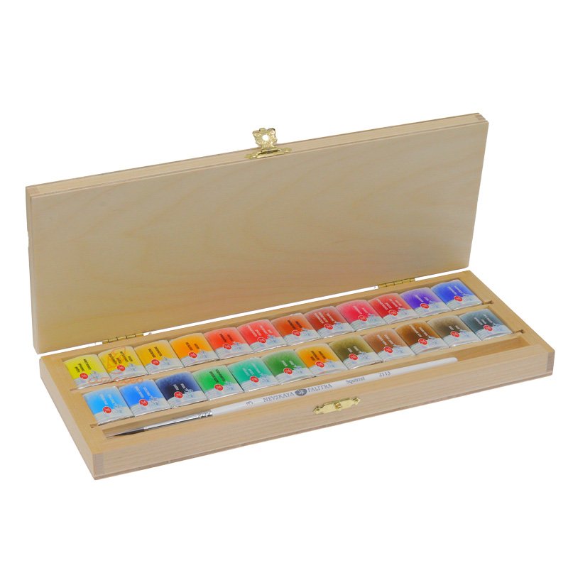 آبرنگ آرتیست 24 رنگ جعبه چوبی سن پترزبورگ