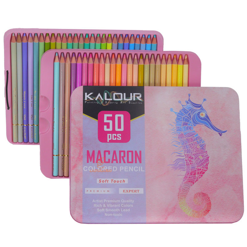 مدادرنگی 50 رنگ پاستلی جعبه فلزی کالور KALOUR (8)
