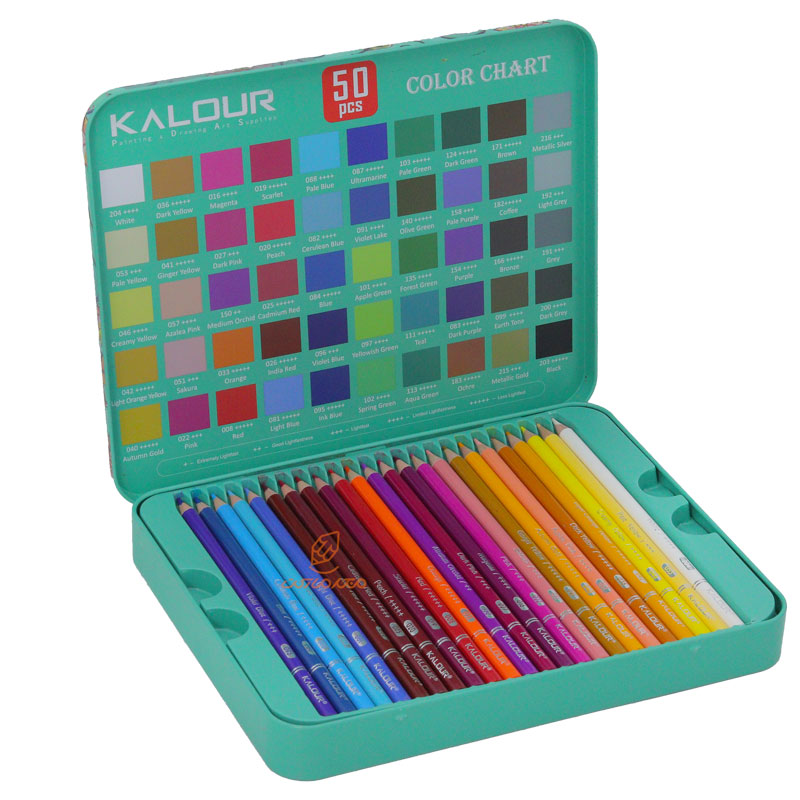 مدادرنگی 50 رنگ جعبه فلزی کالور KALOUR (1)