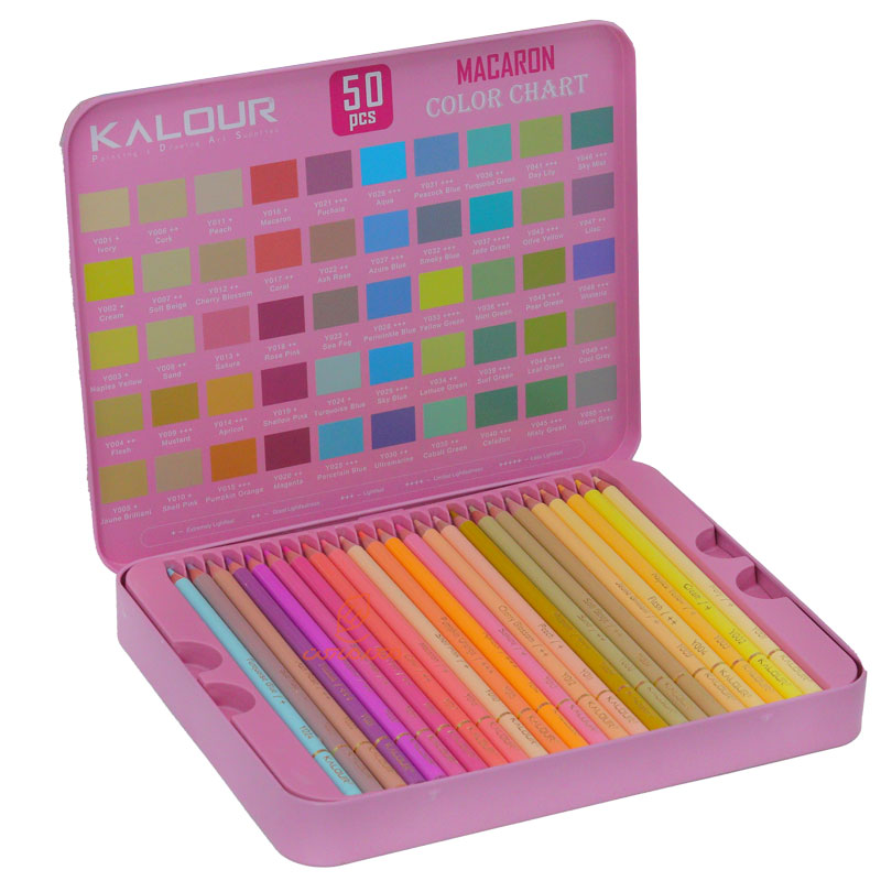 مدادرنگی 50 رنگ پاستلی جعبه فلزی کالور KALOUR (3)
