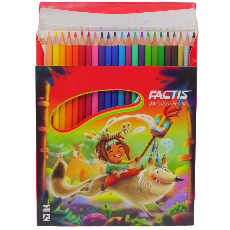 مداد رنگی 24 رنگ جعبه مقوایی طرح دختر سرخ پوست فکتیس (3)