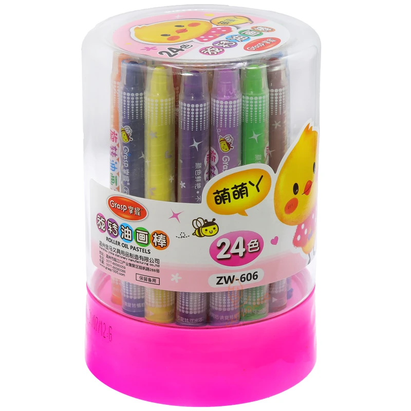 پاستل روغنی 24 رنگ استوانه ای پیچی طرح جوجه گرسپ Grasp (2)