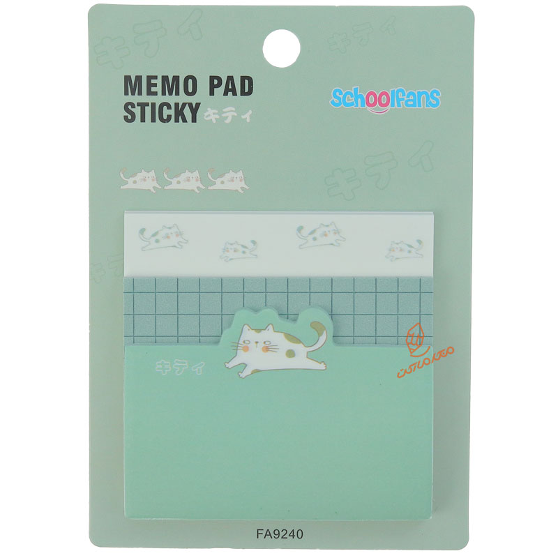 پست ایت فانتزی سبز طرح گربه اسکول فنس 9240