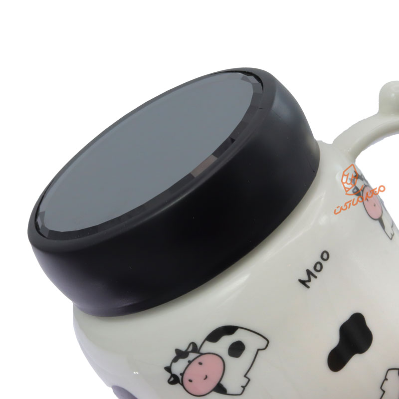 ماگ سفید درب آینه ای طرح گاو (3)