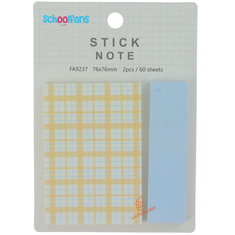 پست ایت فانتزی زرد طرح چهارخونه اسکول فنس 9237