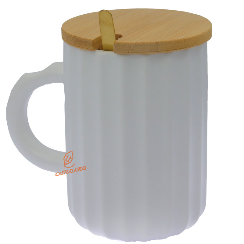 ماگ سفید درب چوبی (2)