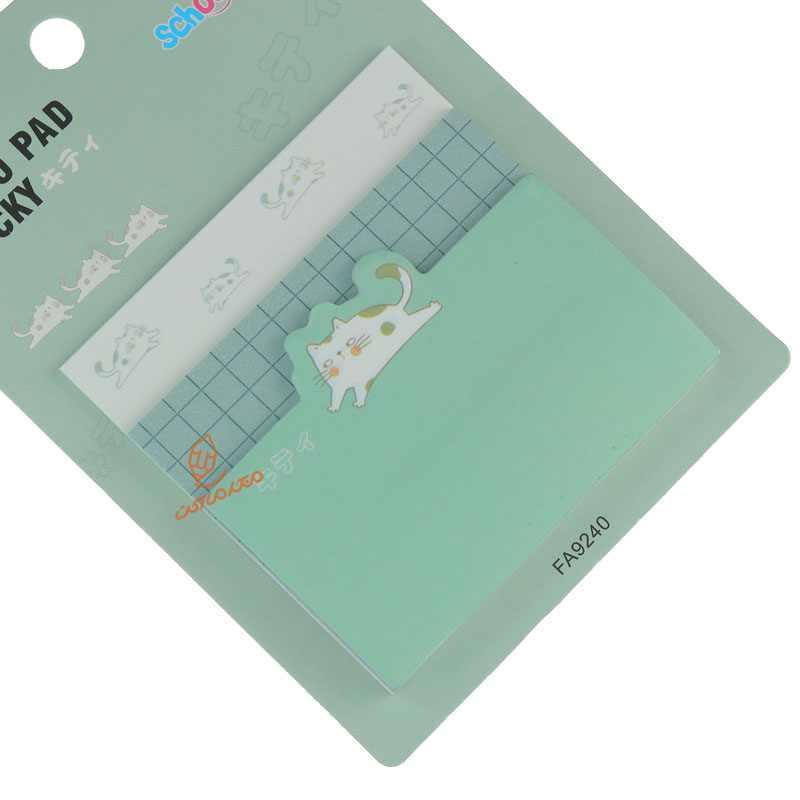 پست ایت فانتزی سبز طرح گربه اسکول فنس 9240 (3)