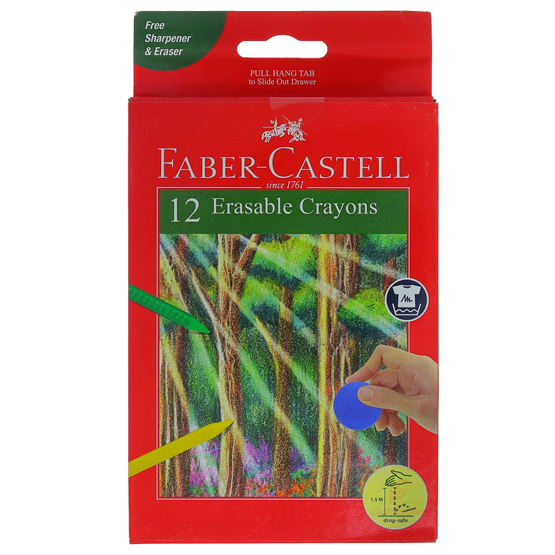 پاستل 12 رنگ همراه پاکن و تراش فابرکستل