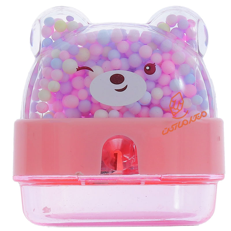 تراش مخزن دار فانتزی صورتی طرح خرس 5859 (1)