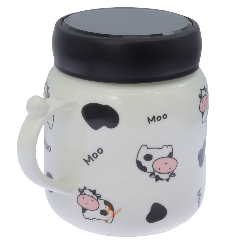 ماگ سفید درب آینه ای طرح گاو