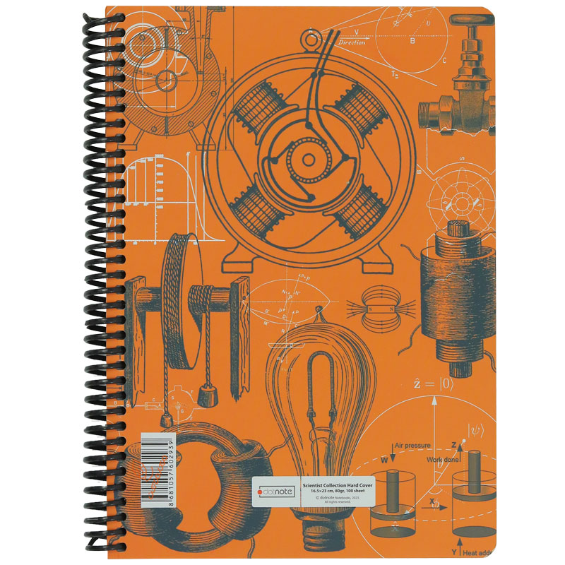 دفتر 100 برگ طرح علم فیزیک نارنجی و مشکی دات نوت (2)