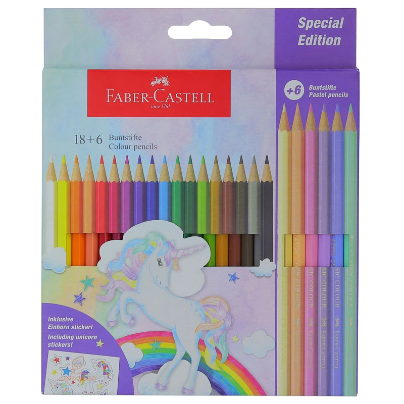 مداد رنگی 24 رنگ (18+6) مدل یونی کورن فابرکاستل FABERCASTELL (1)
