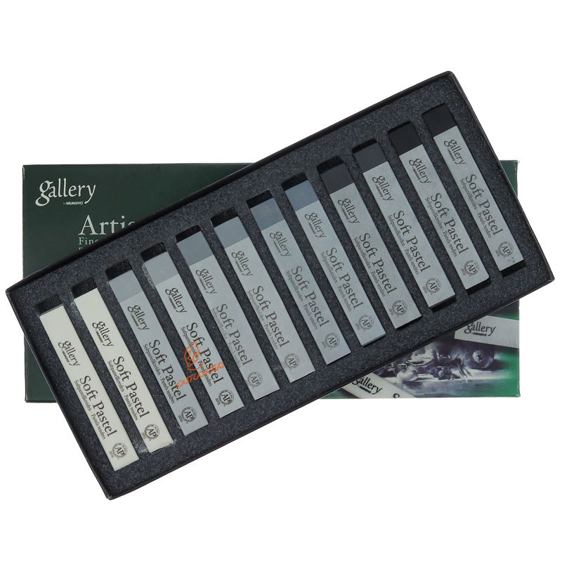 گچ پاستل 12 رنگ طیف خاکستری گالری مانگیو
