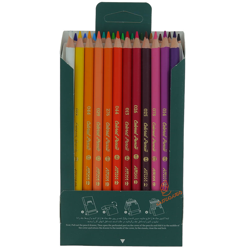 مداد رنگی 24 رنگ جعبه مقوایی طرح برگ سبز آرتیست آریا (3)