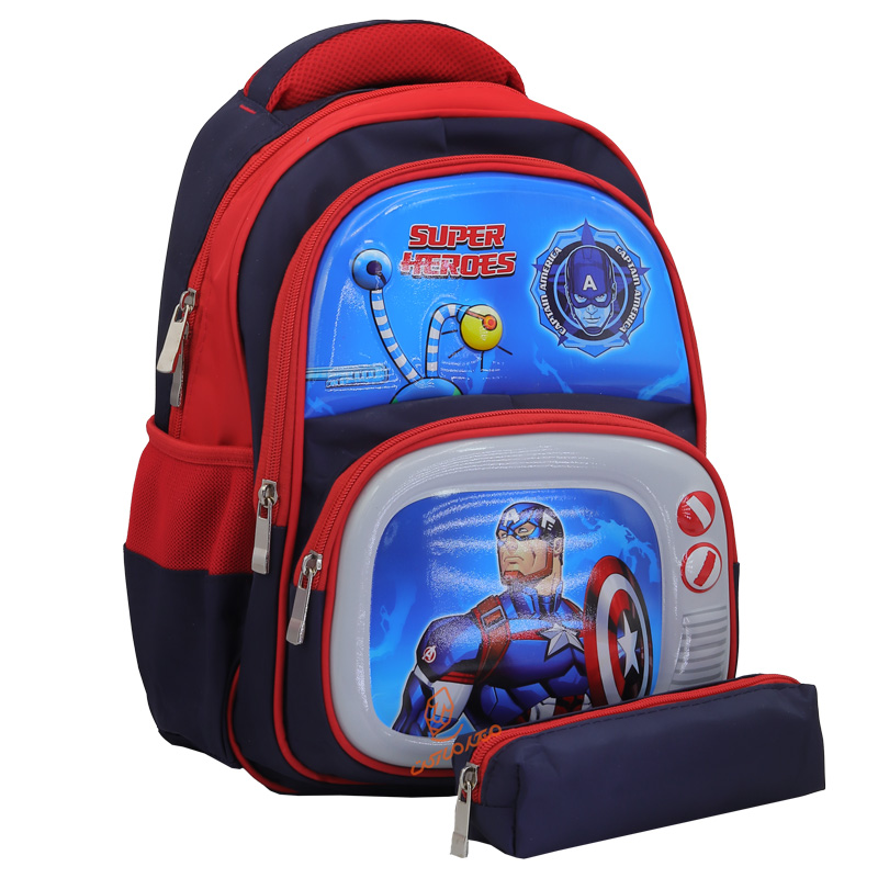 کوله پشتی 2 زیپ کد 6277 جامدادی دار فانتزی