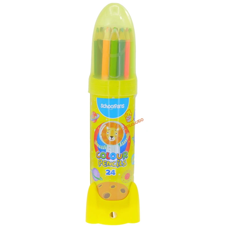 مداد رنگی 24 رنگ طرح موشک اسکول فنس کد 92441 (2)