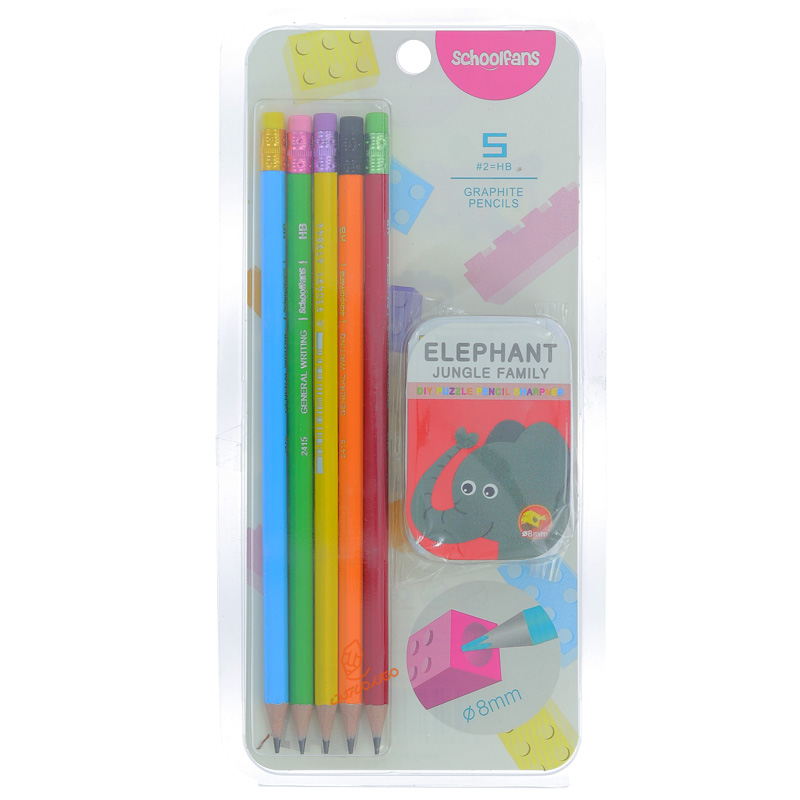 مداد مشکی پاک کن دار 5 عددی اسکول فنس کد 92455